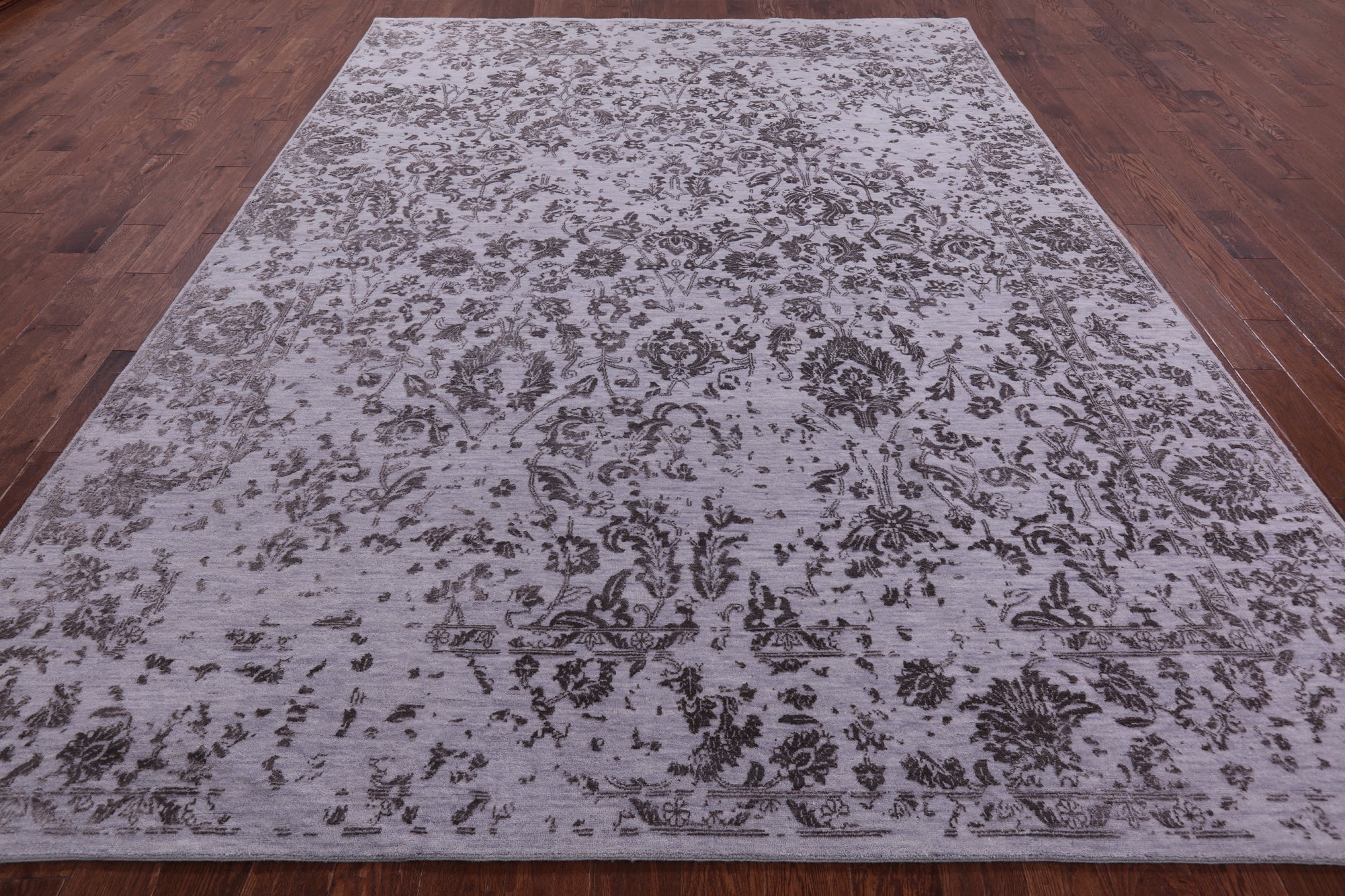 Grey Persian Hand Knotted Wool & Silk Rug - 8' 10" X 11' 9" - Golden Nile