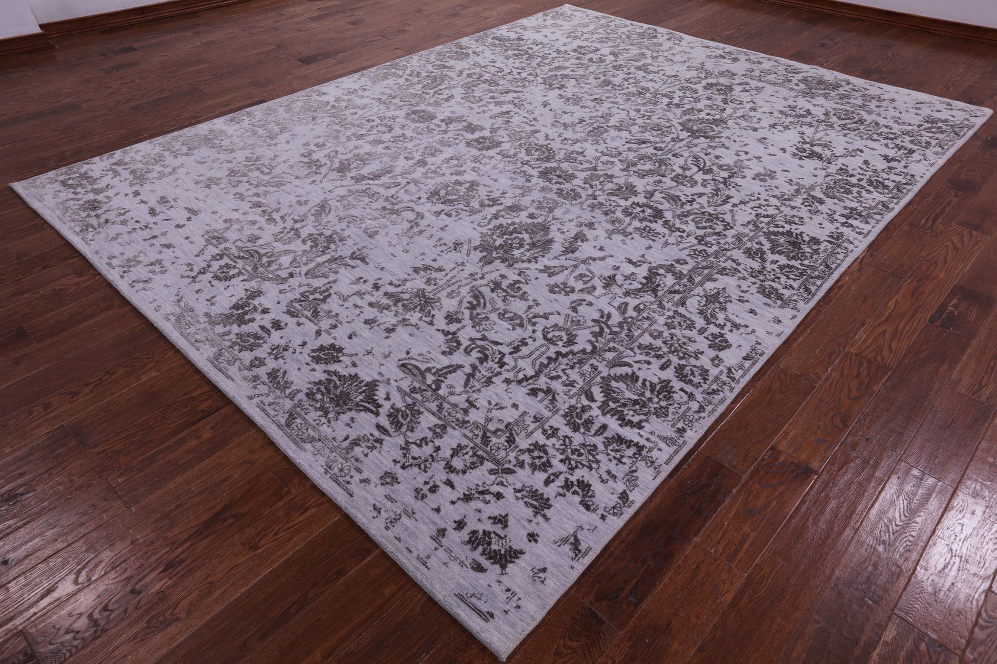 Grey Persian Hand Knotted Wool & Silk Rug - 8' 10" X 11' 9" - Golden Nile