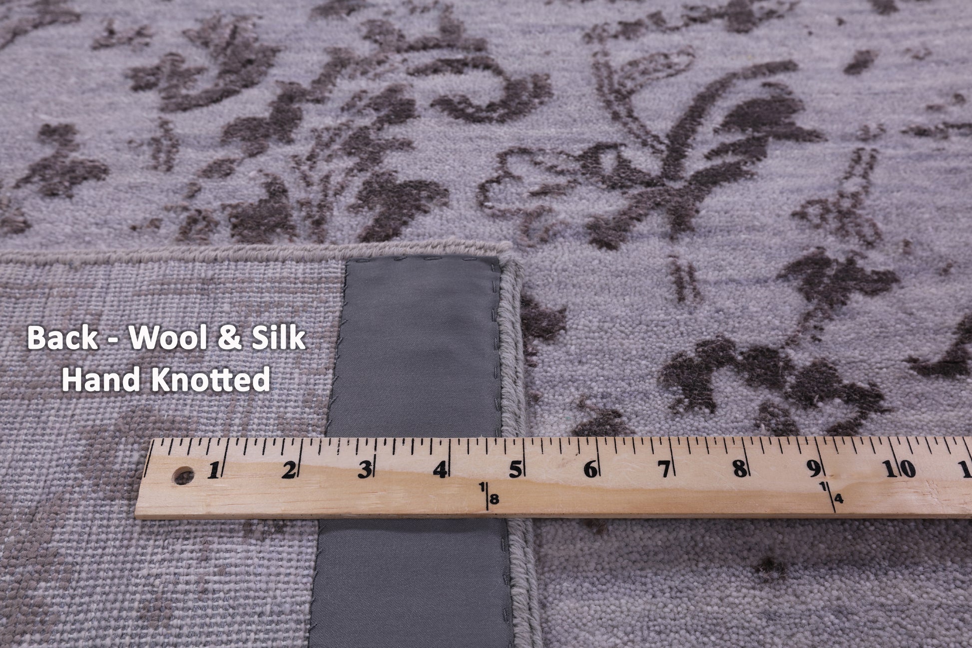 Grey Persian Hand Knotted Wool & Silk Rug - 8' 10" X 11' 9" - Golden Nile