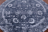 Grey Round Persian Hand Knotted Wool & Silk Rug - 7' 11" X 7' 11" - Golden Nile