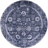 Grey Round Persian Hand Knotted Wool & Silk Rug - 7' 11" X 7' 11" - Golden Nile