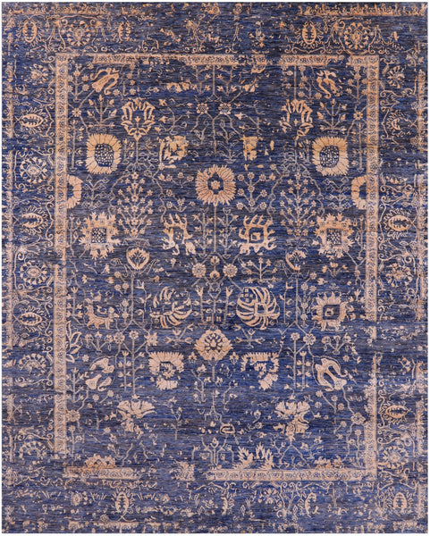 Grey Persian Handmade Wool & Silk Rug - 8' 1" X 10' 1" - Golden Nile