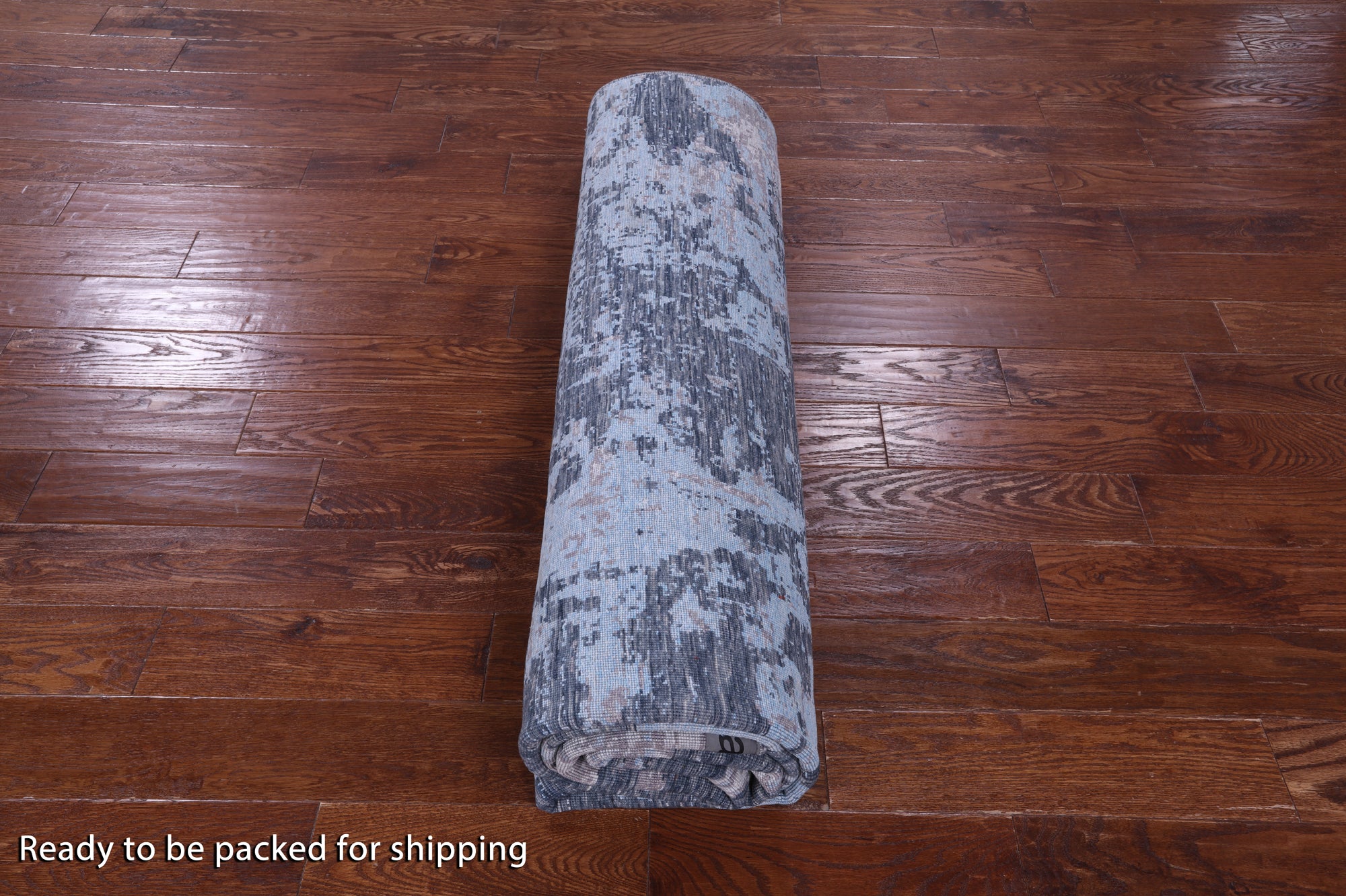Abstract Modern Hand Knotted Wool & Silk Rug - 7' 11" X 10' 3" - Golden Nile