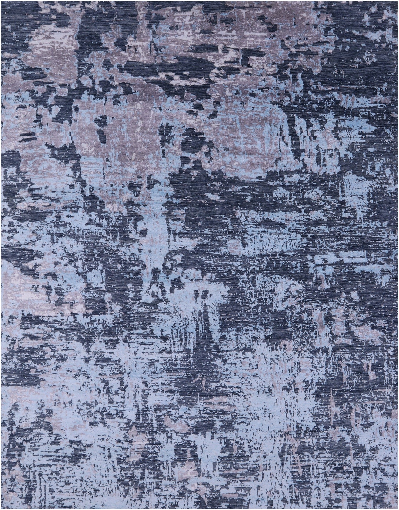 Abstract Modern Hand Knotted Wool & Silk Rug - 7' 11" X 10' 3" - Golden Nile