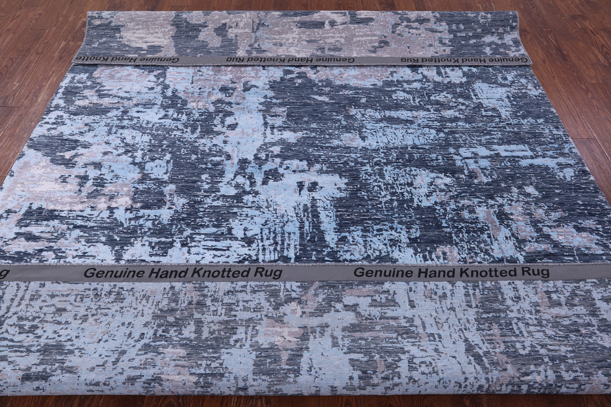 Abstract Modern Hand Knotted Wool & Silk Rug - 7' 11" X 10' 3" - Golden Nile