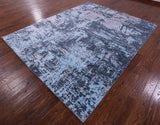 Abstract Modern Hand Knotted Wool & Silk Rug - 7' 11" X 10' 3" - Golden Nile