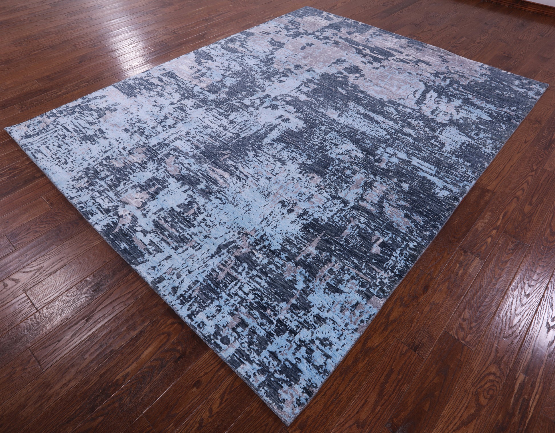 Abstract Modern Hand Knotted Wool & Silk Rug - 7' 11" X 10' 3" - Golden Nile