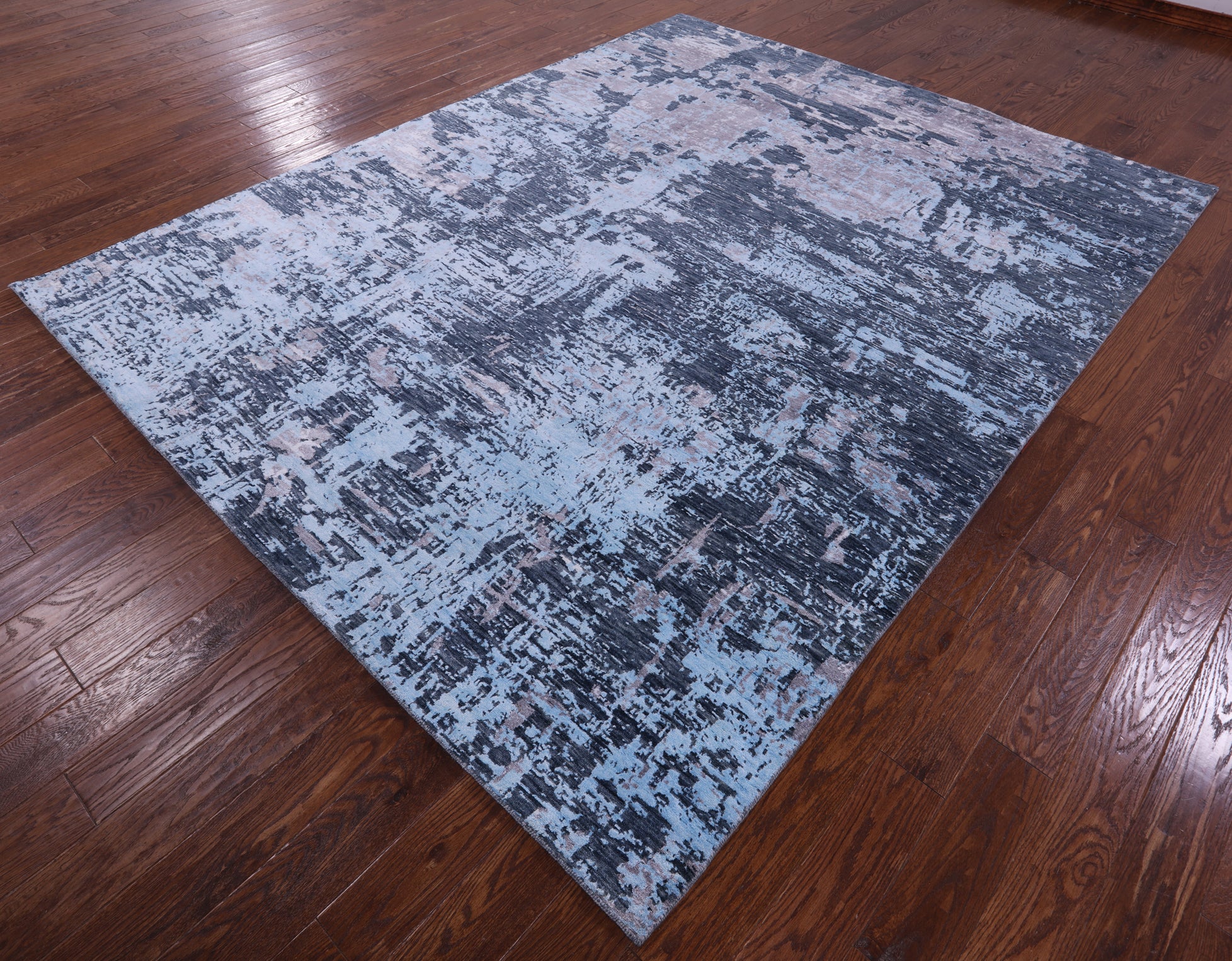 Abstract Modern Hand Knotted Wool & Silk Rug - 7' 11" X 10' 3" - Golden Nile