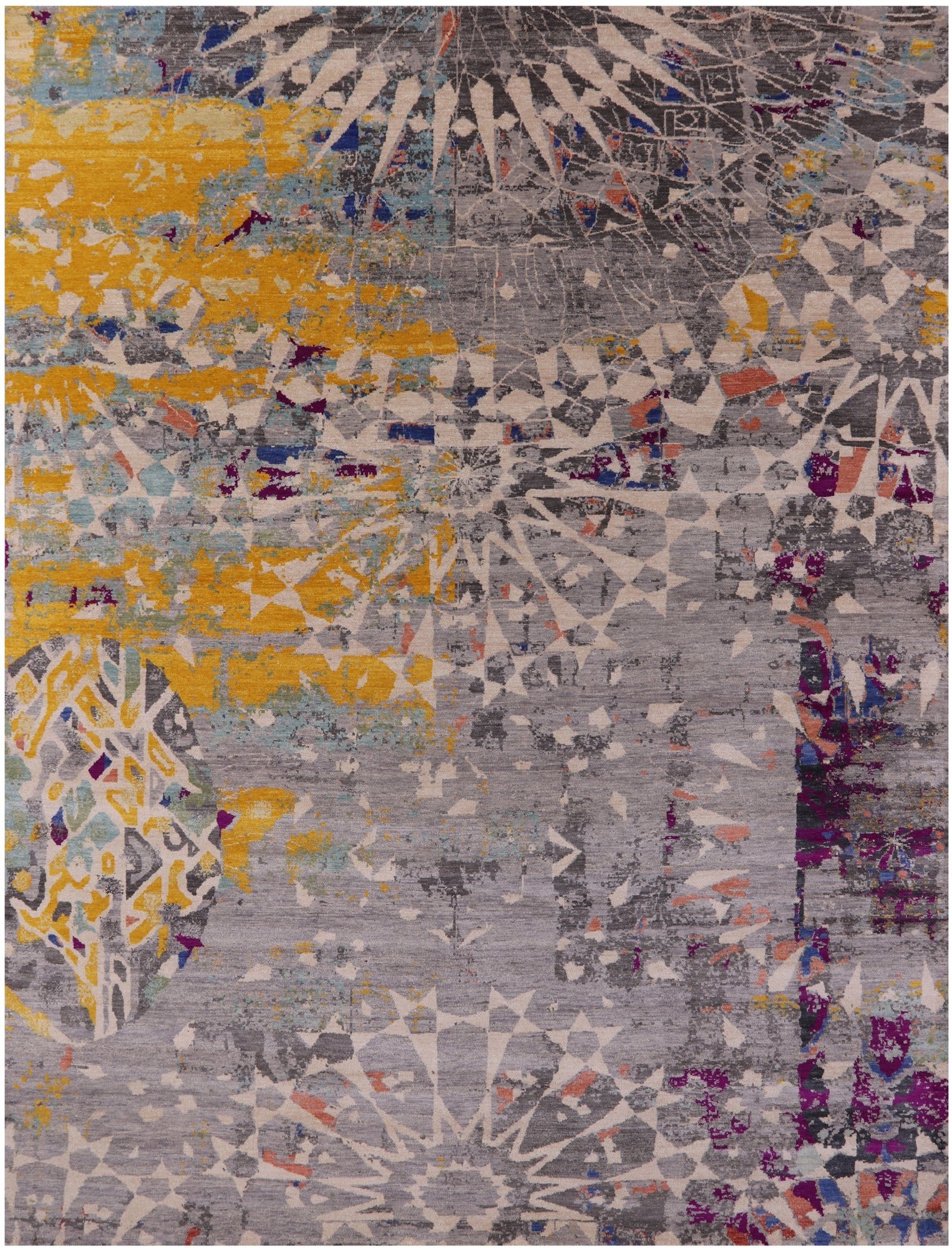 Contemporary Modern Handmade Wool Rug - 8' 11" X 11' 11" - Golden Nile