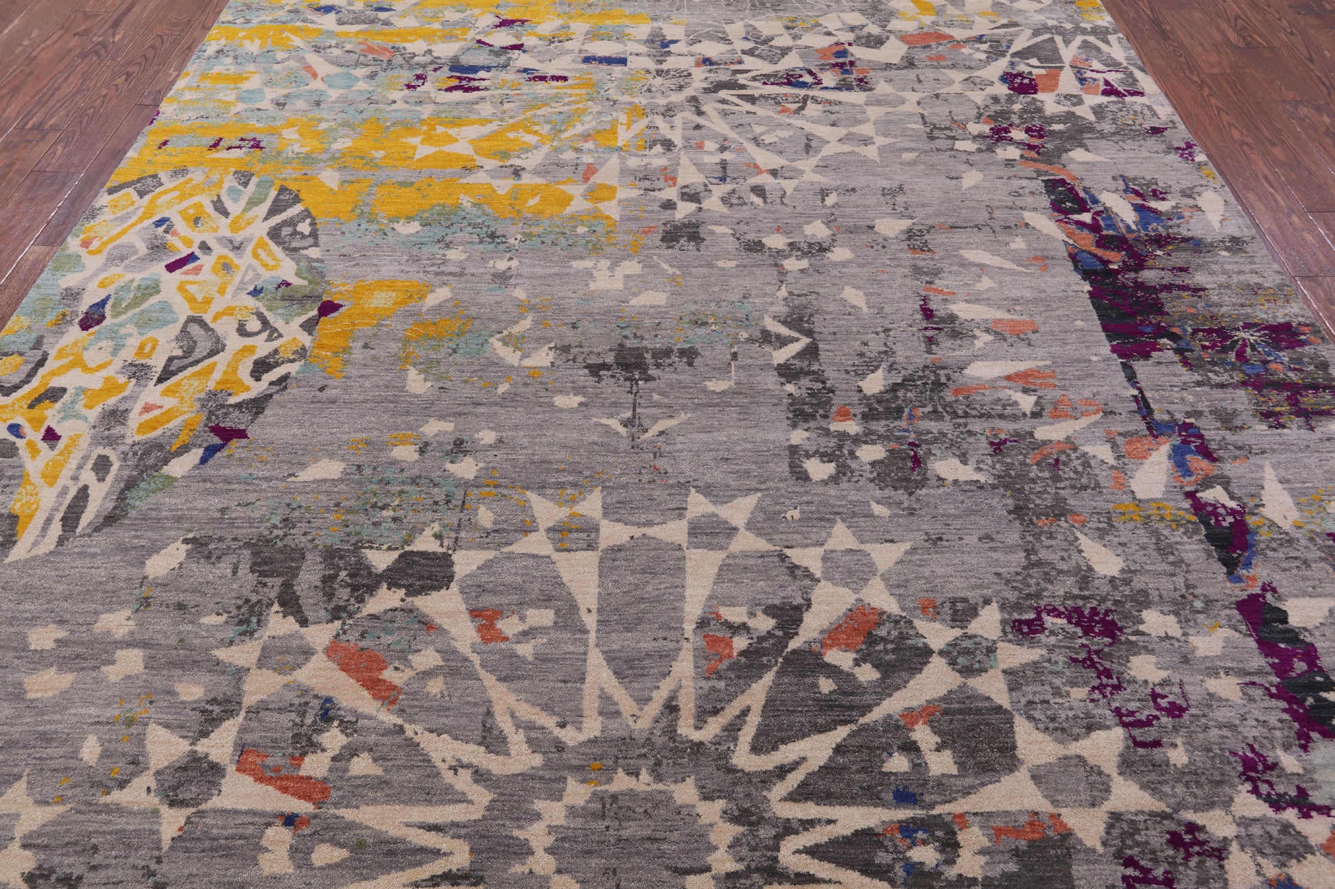 Contemporary Modern Handmade Wool Rug - 8' 11" X 11' 11" - Golden Nile