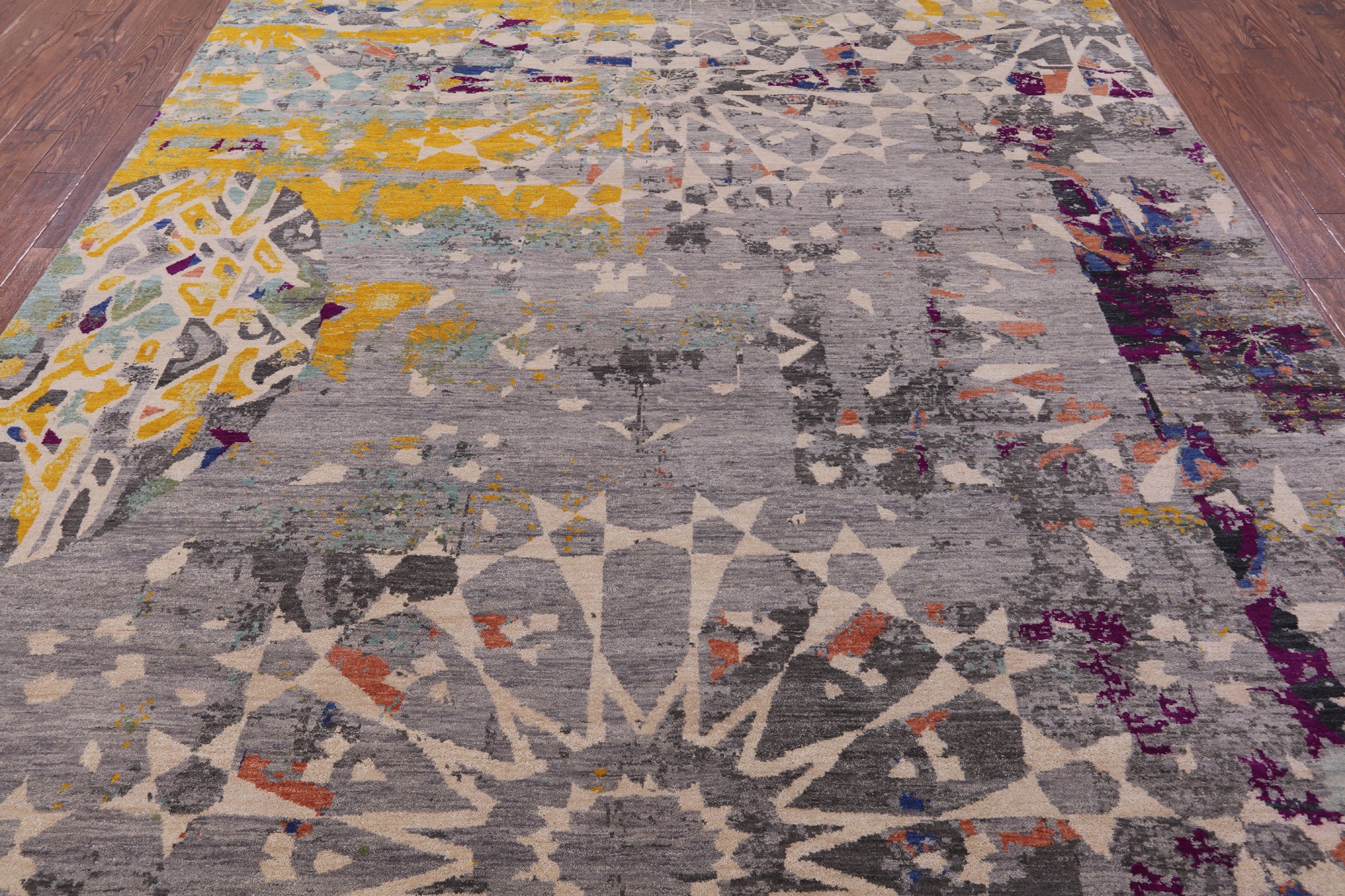Contemporary Modern Handmade Wool Rug - 8' 11" X 11' 11" - Golden Nile