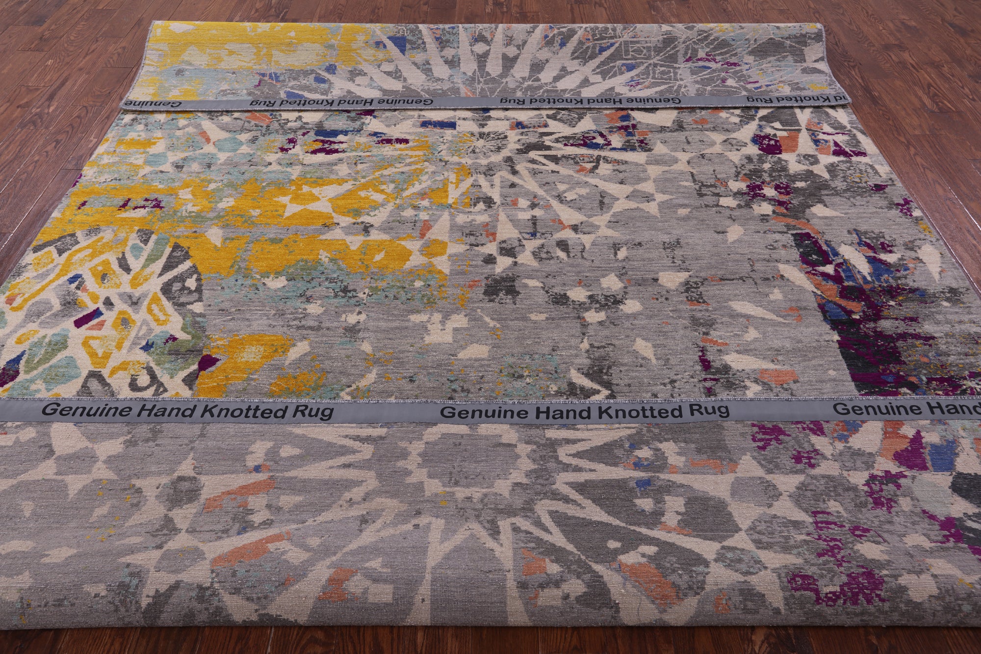 Contemporary Modern Handmade Wool Rug - 8' 11" X 11' 11" - Golden Nile