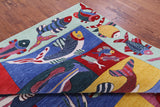 Fish Design Persian Gabbeh Hand Knotted Wool Rug - 7' 10" X 10' 4" - Golden Nile