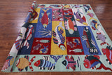 Fish Design Persian Gabbeh Hand Knotted Wool Rug - 7' 10" X 10' 4" - Golden Nile