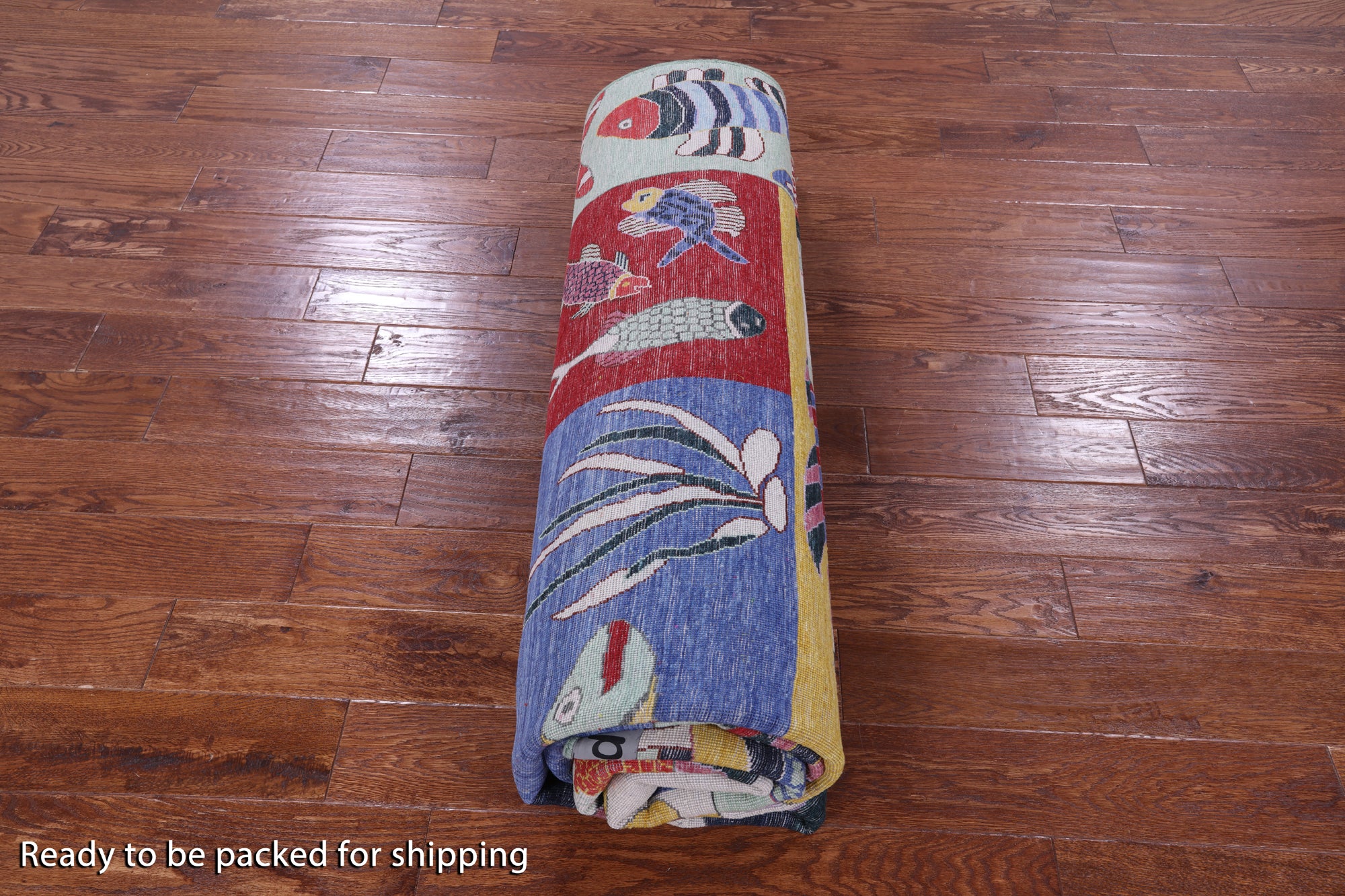 Fish Design Persian Gabbeh Hand Knotted Wool Rug - 7' 10" X 10' 4" - Golden Nile