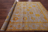 Grey Persian Hand Knotted Wool & Silk Rug - 9' 0" X 11' 11" - Golden Nile