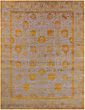 Grey Persian Hand Knotted Wool & Silk Rug - 9' 0" X 11' 11" - Golden Nile