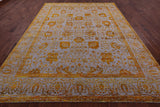 Grey Persian Hand Knotted Wool & Silk Rug - 9' 0" X 11' 11" - Golden Nile