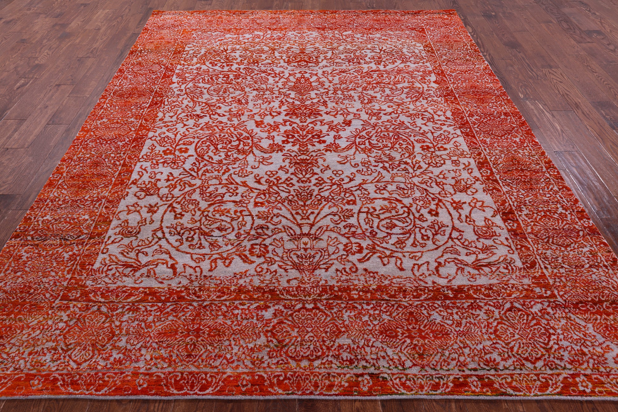 Grey Persian Handmade Wool & Silk Rug - 7' 11" X 9' 10" - Golden Nile
