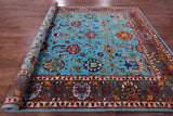 Blue Persian Hand Knotted Wool & Silk Rug - 9' 0" X 11' 11" - Golden Nile