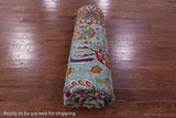 Blue Persian Hand Knotted Wool & Silk Rug - 9' 0" X 11' 11" - Golden Nile