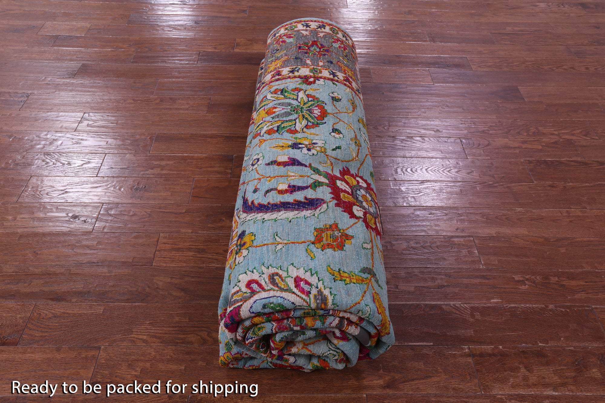 Blue Persian Hand Knotted Wool & Silk Rug - 9' 0" X 11' 11" - Golden Nile