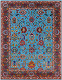 Blue Persian Hand Knotted Wool & Silk Rug - 9' 0" X 11' 11" - Golden Nile