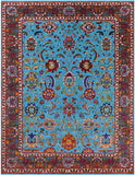 Blue Persian Hand Knotted Wool & Silk Rug - 9' 0" X 11' 11" - Golden Nile
