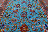 Blue Persian Hand Knotted Wool & Silk Rug - 9' 0" X 11' 11" - Golden Nile