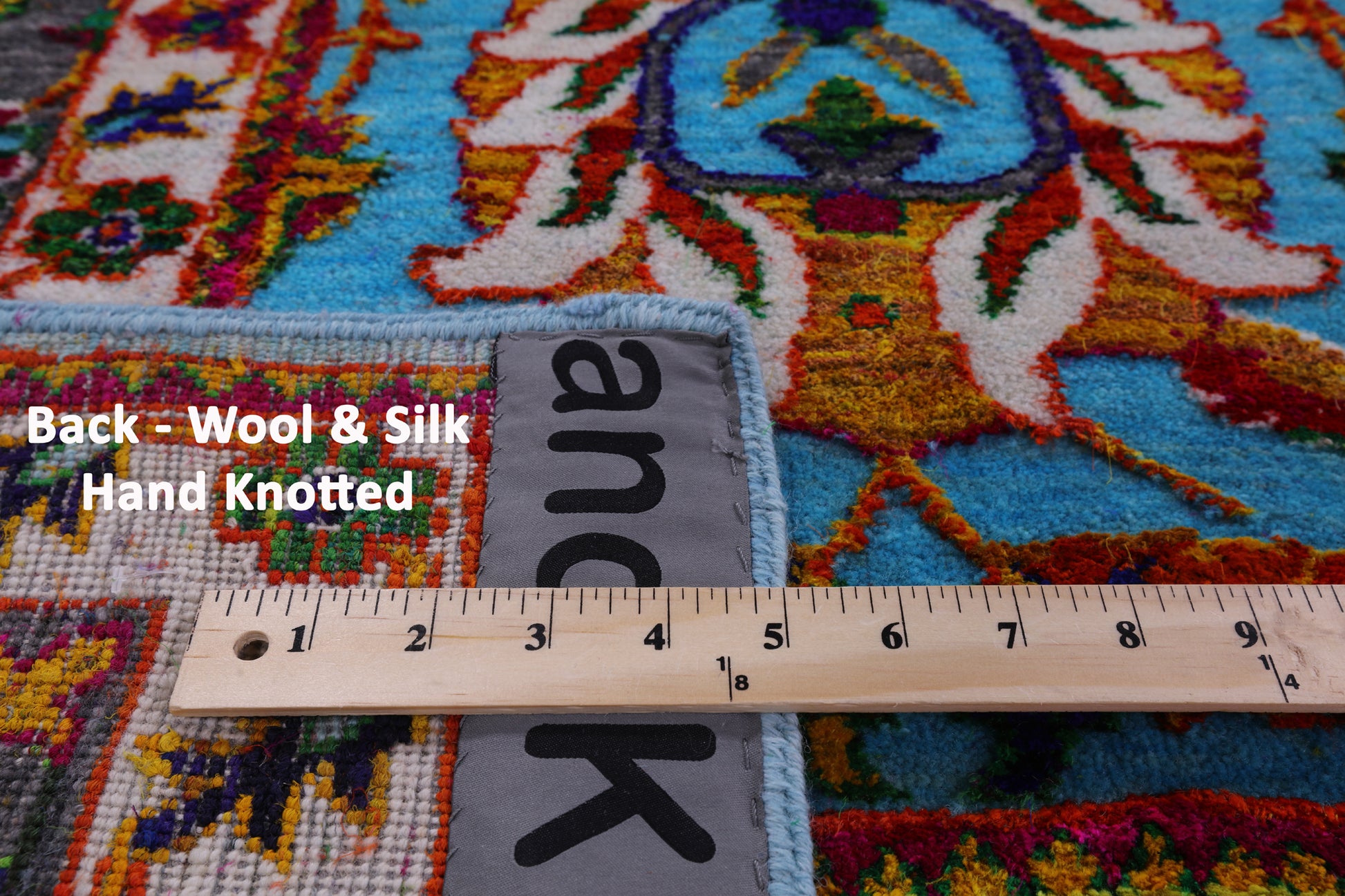 Blue Persian Hand Knotted Wool & Silk Rug - 9' 0" X 11' 11" - Golden Nile