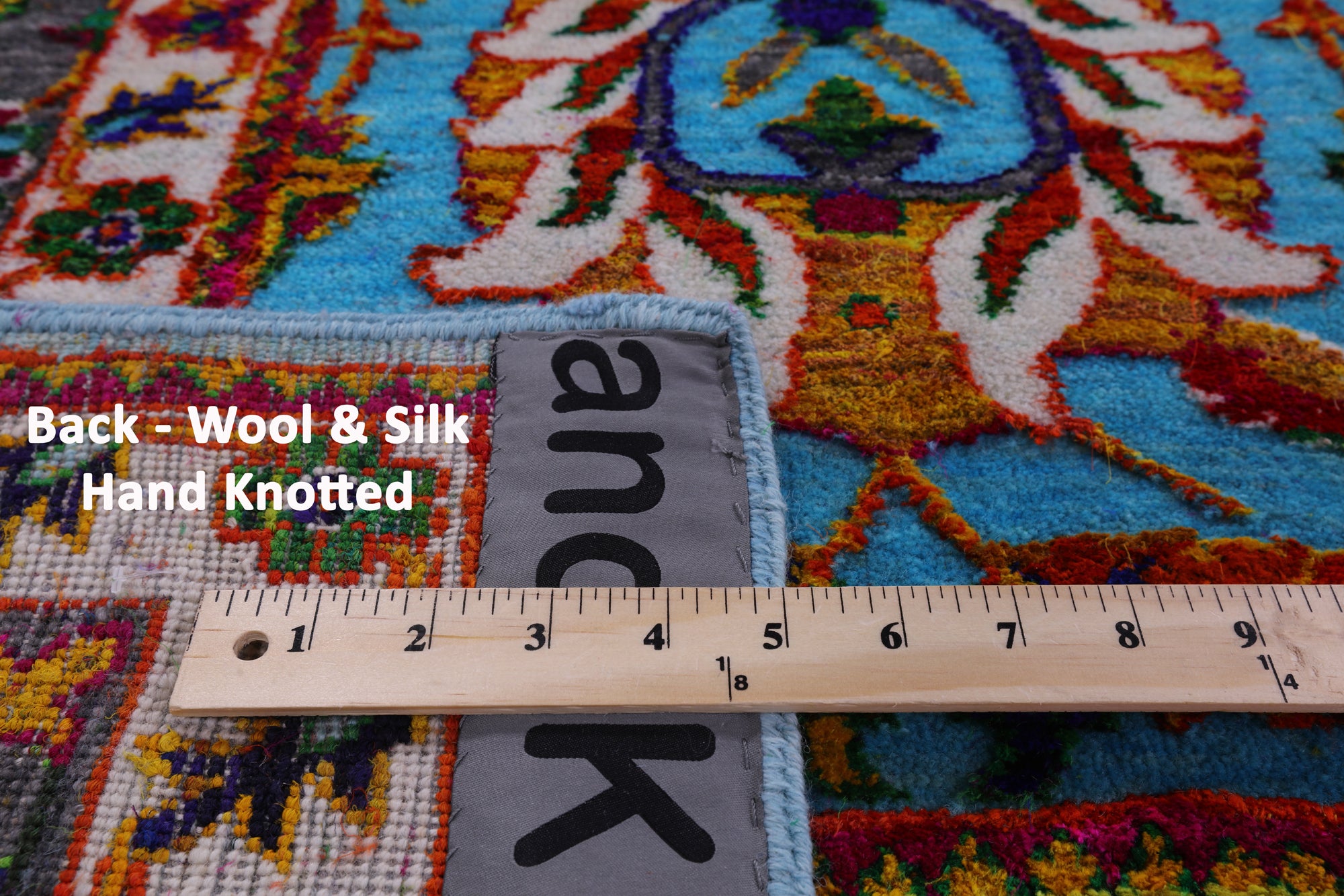 Blue Persian Hand Knotted Wool & Silk Rug - 9' 0" X 11' 11" - Golden Nile