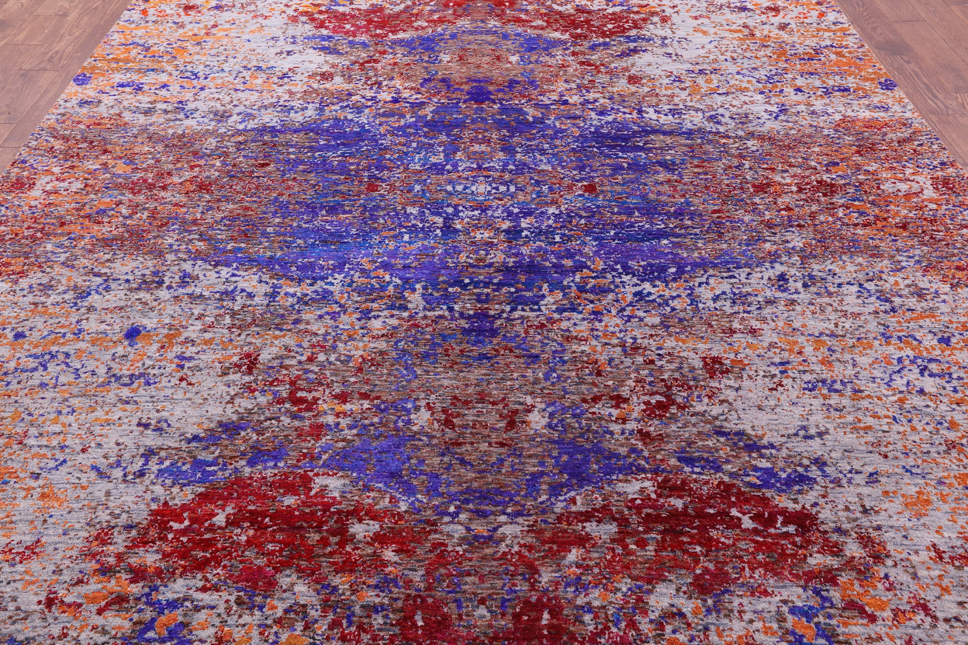 Contemporary Modern Hand Knotted Wool & Silk Rug - 8' 10" X 12' 3" - Golden Nile