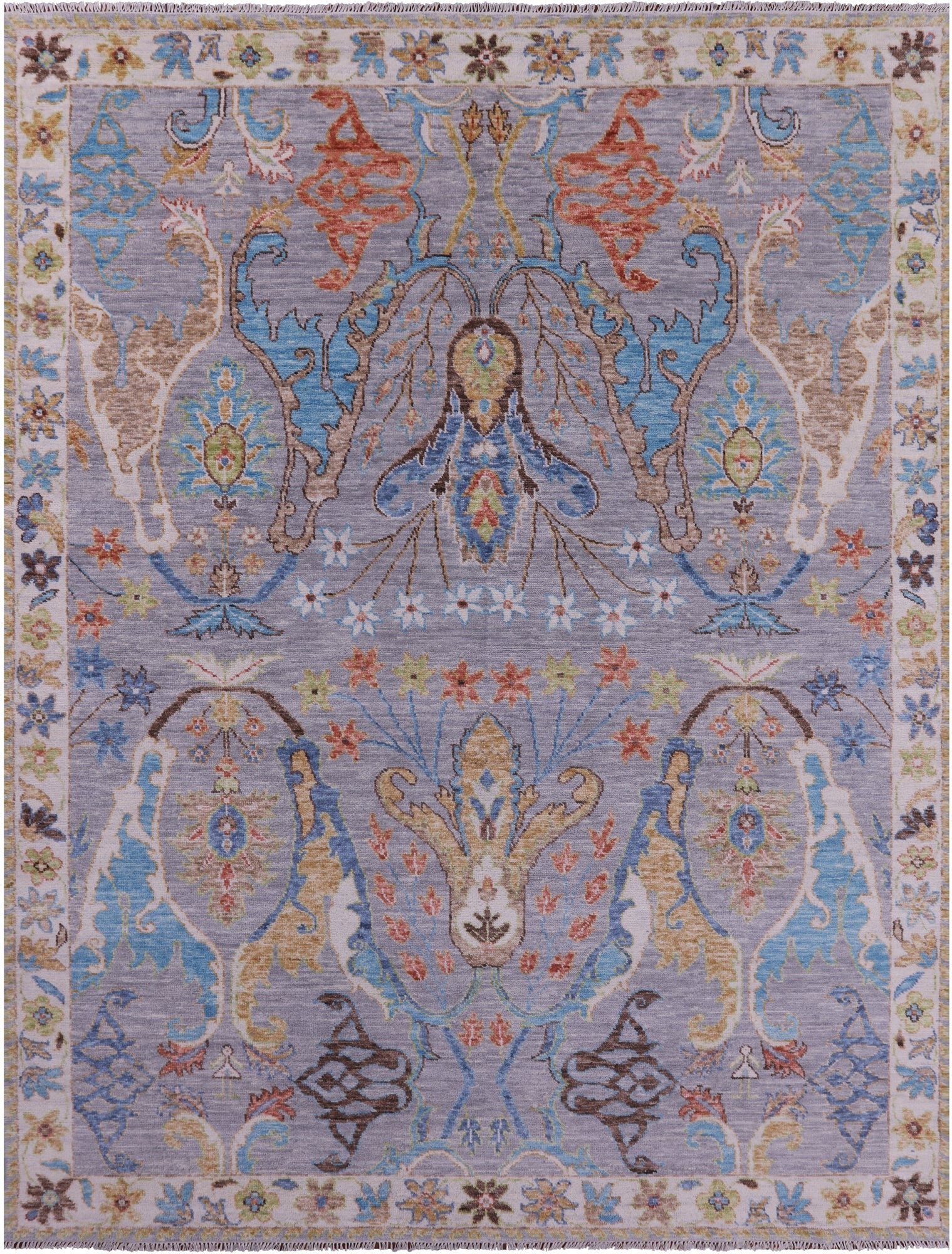 Grey Turkish Oushak Hand Knotted Wool Rug - 9' 0" X 11' 11" - Golden Nile