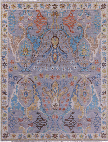 Grey Turkish Oushak Hand Knotted Wool Rug - 9' 0" X 11' 11" - Golden Nile