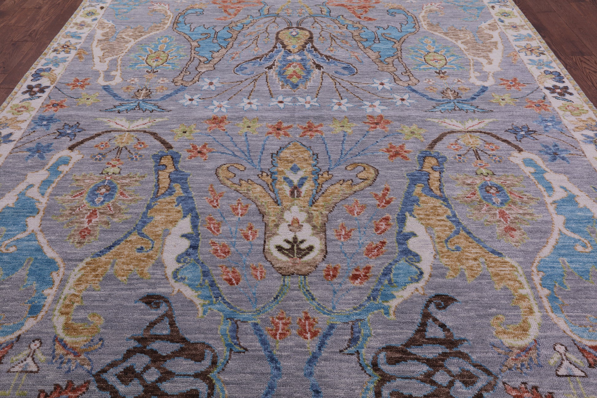 Grey Turkish Oushak Hand Knotted Wool Rug - 9' 0" X 11' 11" - Golden Nile
