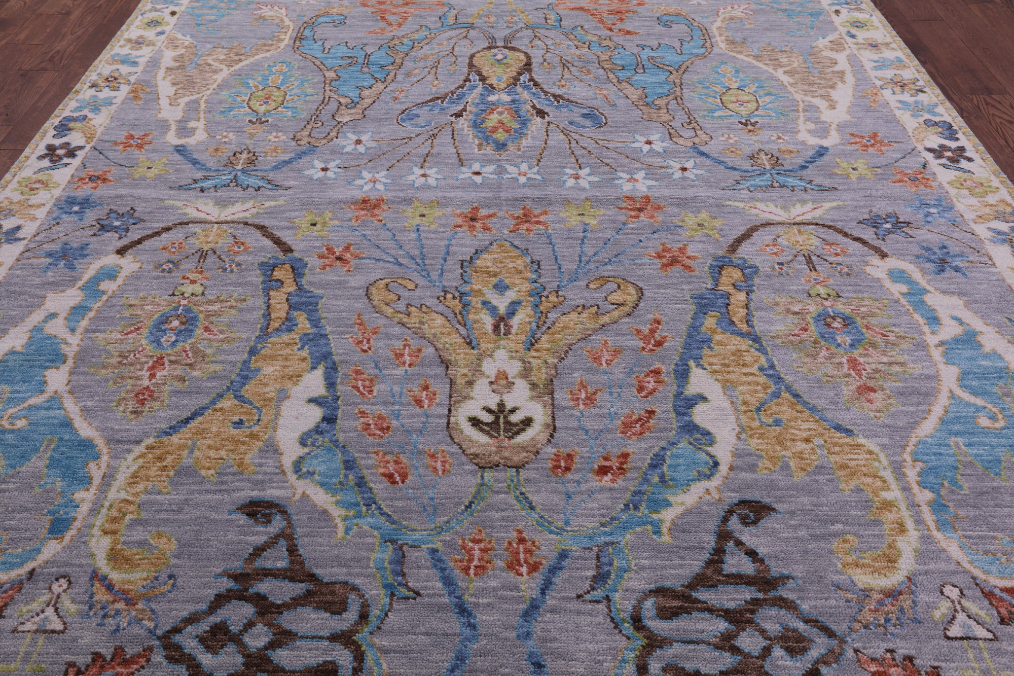 Grey Turkish Oushak Hand Knotted Wool Rug - 9' 0" X 11' 11" - Golden Nile
