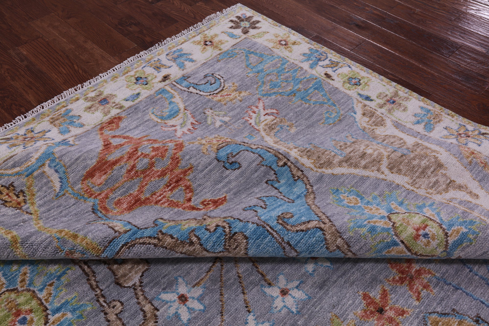 Grey Turkish Oushak Hand Knotted Wool Rug - 9' 0" X 11' 11" - Golden Nile