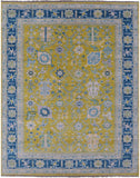 Gold Turkish Oushak Hand Knotted Wool Rug - 9' 3" X 11' 11" - Golden Nile
