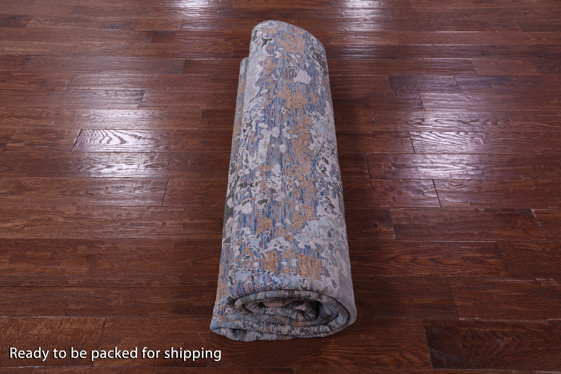 Abstract Modern Hand Knotted Wool & Silk Rug - 7' 10" X 9' 9" - Golden Nile