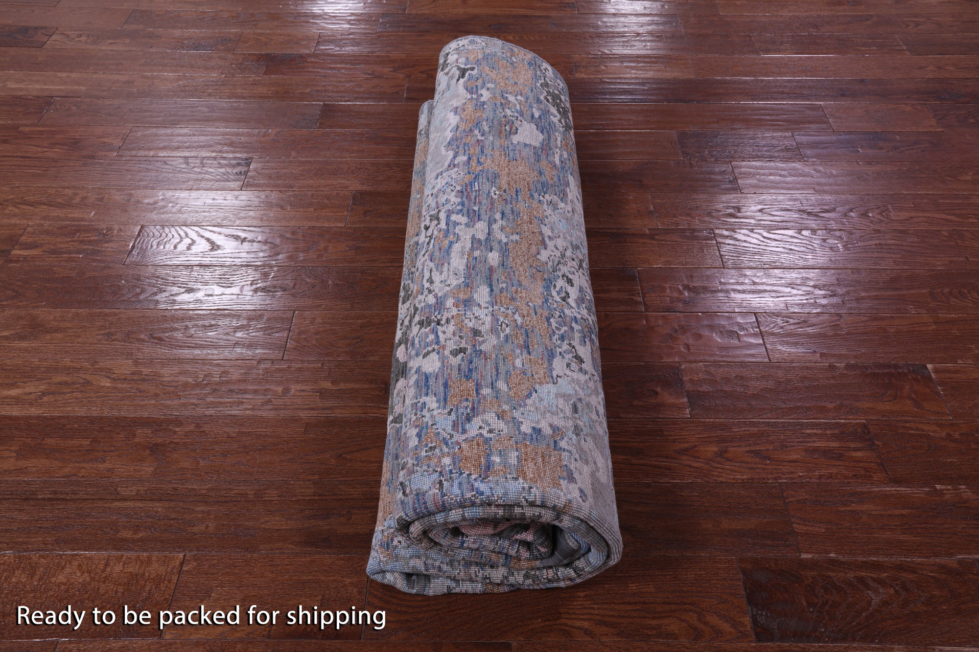 Abstract Modern Hand Knotted Wool & Silk Rug - 7' 10" X 9' 9" - Golden Nile