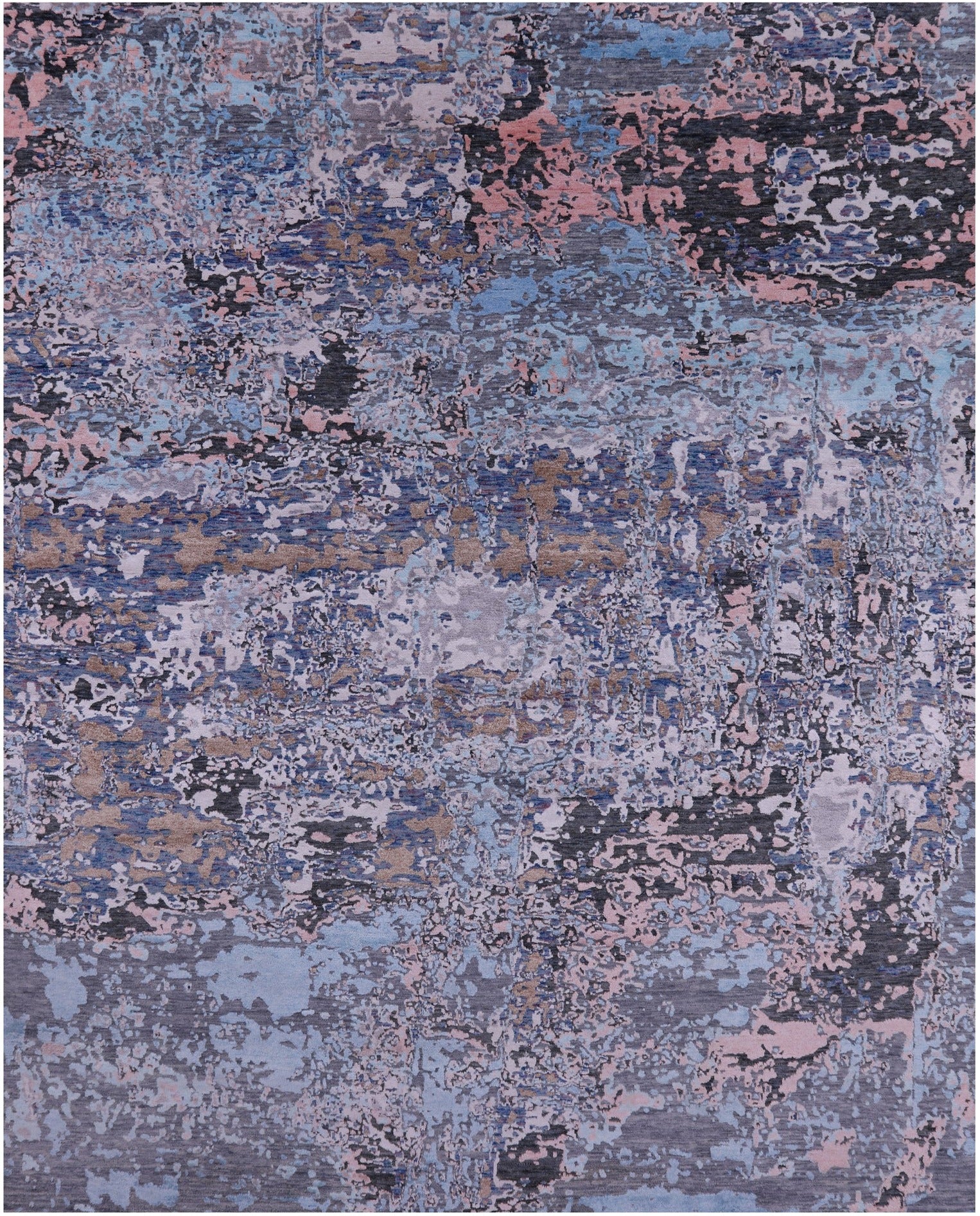Abstract Modern Hand Knotted Wool & Silk Rug - 7' 10" X 9' 9" - Golden Nile