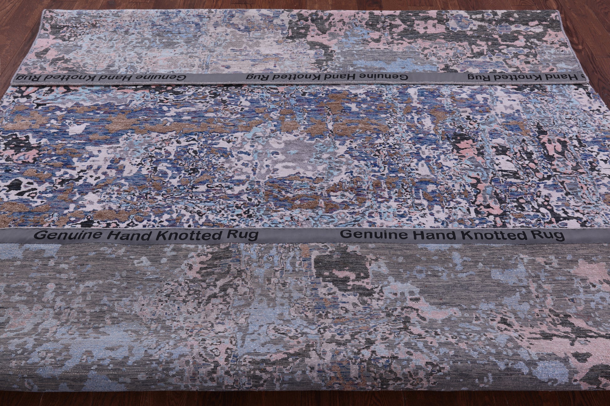 Abstract Modern Hand Knotted Wool & Silk Rug - 7' 10" X 9' 9" - Golden Nile