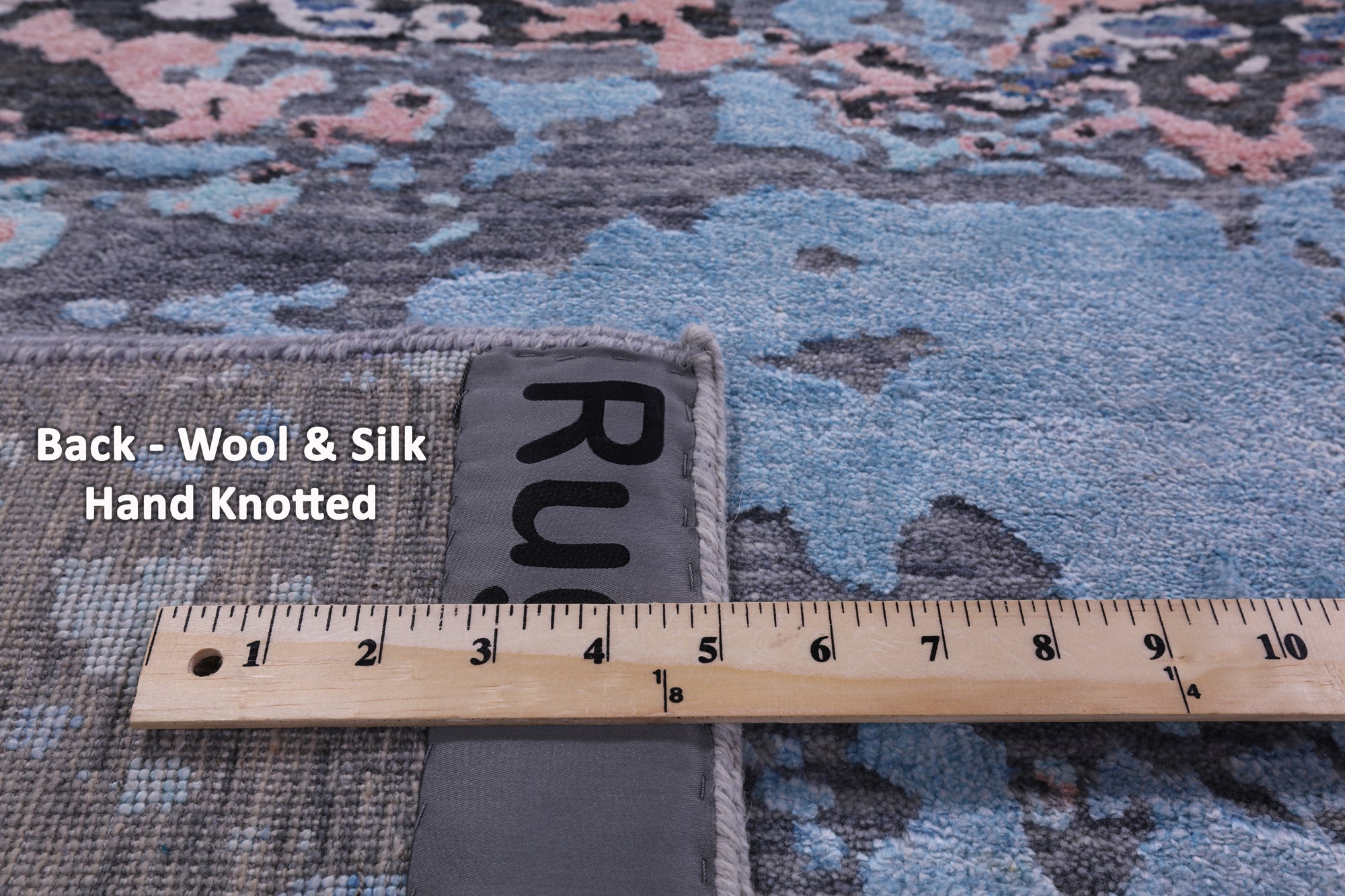 Abstract Modern Hand Knotted Wool & Silk Rug - 7' 10" X 9' 9" - Golden Nile