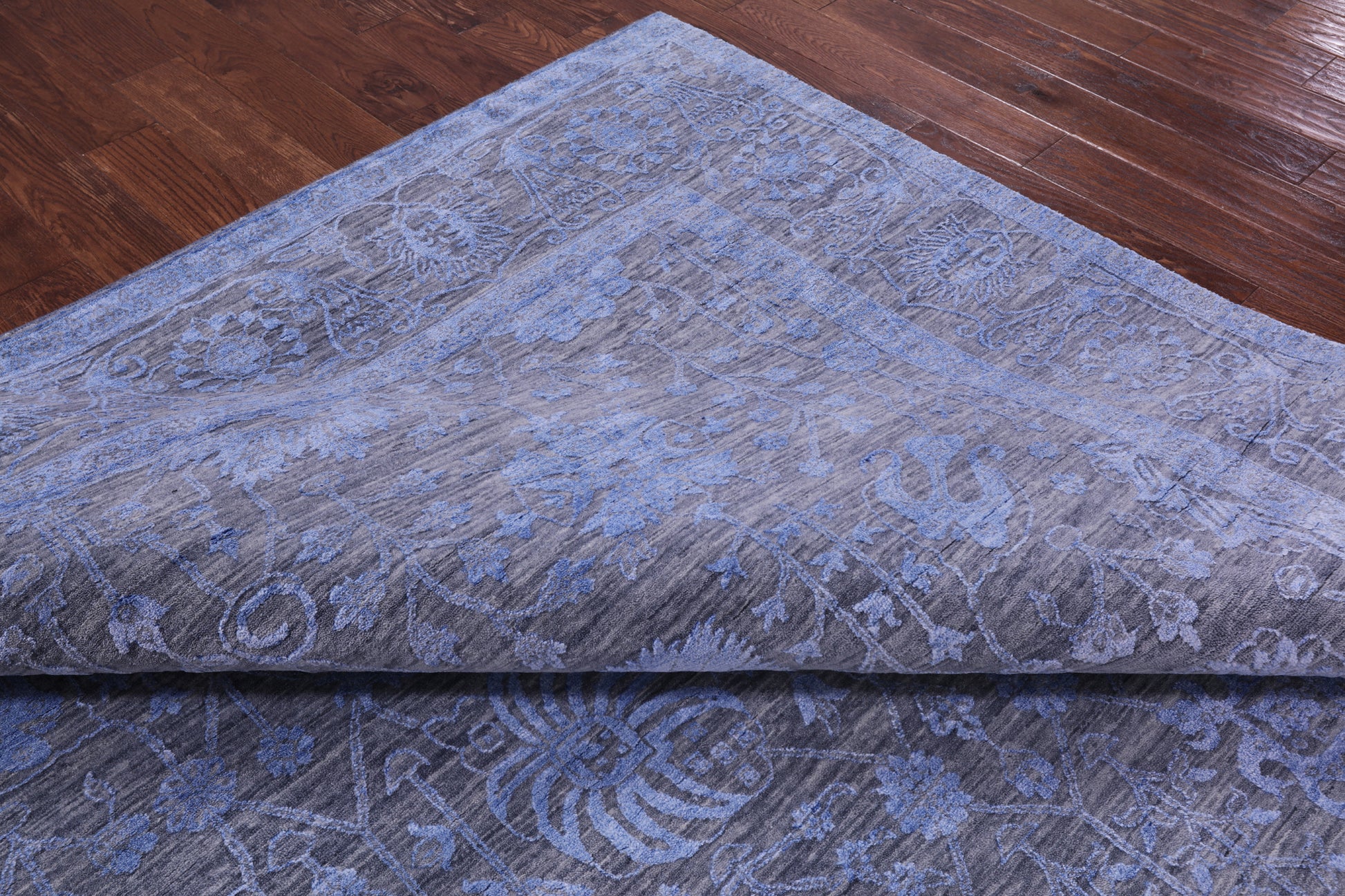 Grey Persian Hand Knotted Wool & Silk Rug - 9' 0" X 12' 2" - Golden Nile
