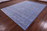 Grey Persian Hand Knotted Wool & Silk Rug - 9' 0" X 12' 2" - Golden Nile