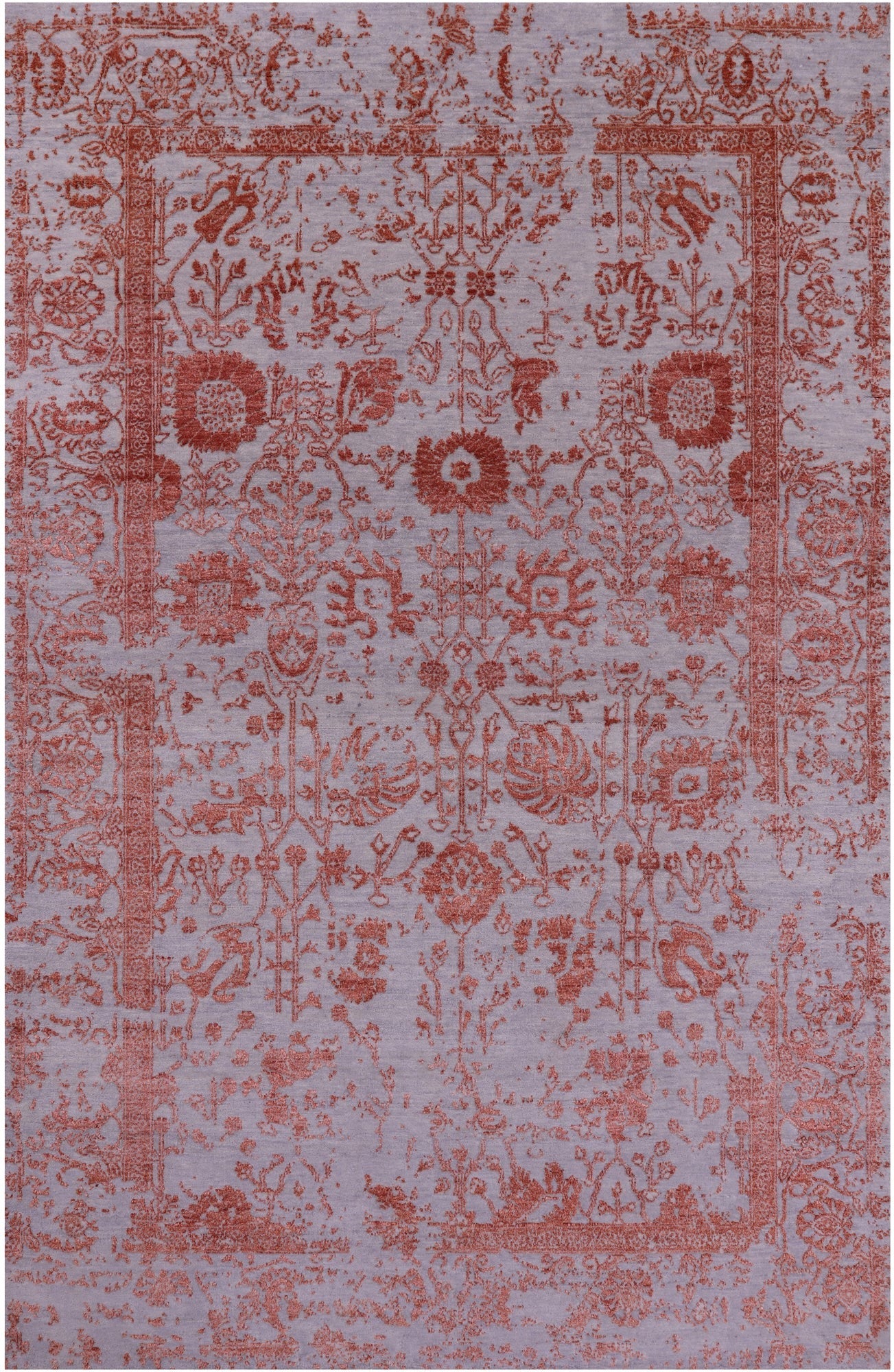 Grey Persian Handmade Wool & Silk Rug - 5' 10" X 9' 1" - Golden Nile