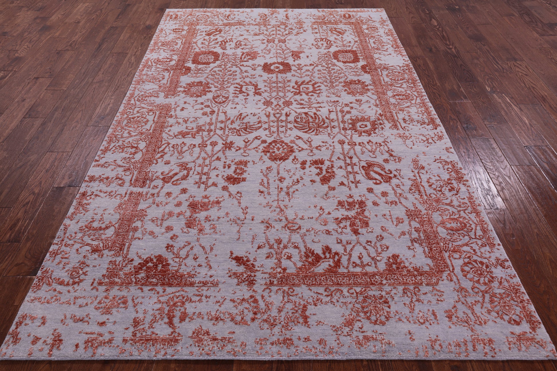 Grey Persian Handmade Wool & Silk Rug - 5' 10" X 9' 1" - Golden Nile