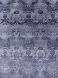 Grey Contemporary Hand Knotted Wool & Silk Area Rug - 9' 0" X 12' 0" - Golden Nile
