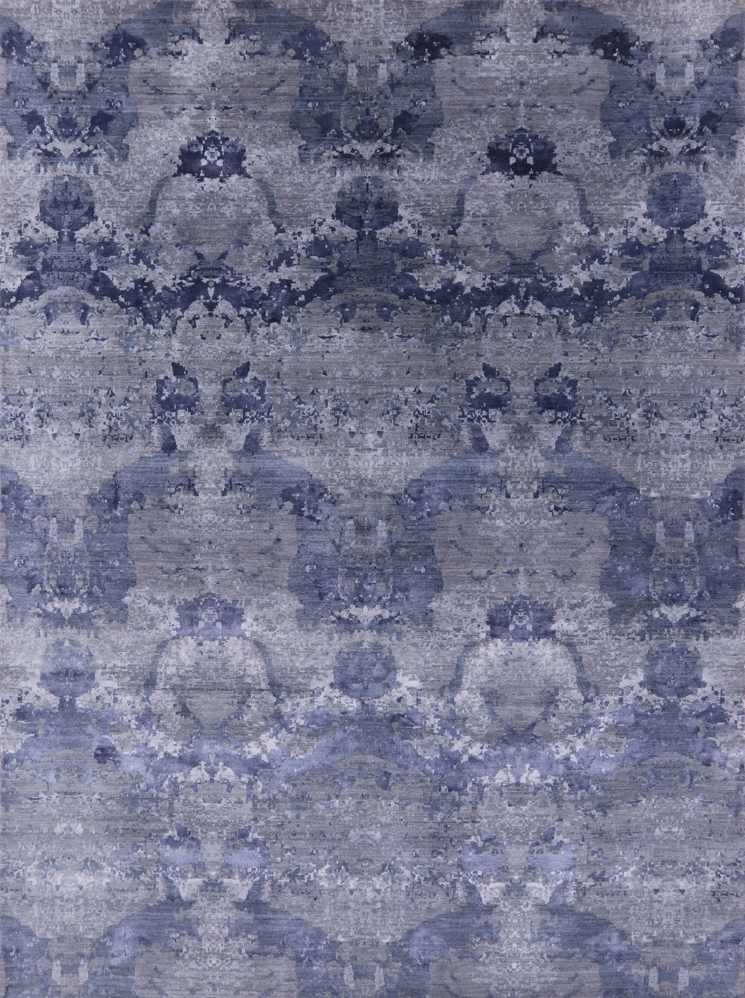 Grey Contemporary Hand Knotted Wool & Silk Area Rug - 9' 0" X 12' 0" - Golden Nile