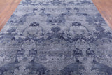 Grey Contemporary Hand Knotted Wool & Silk Area Rug - 9' 0" X 12' 0" - Golden Nile